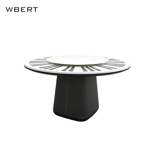 Wbert โต๊ะรับประทานอาหารทำจากไม้เนื้อแข็งแบบอิตาลีขนาดเล็กสำหรับครอบครัวจานหินหินอ่อนหมุนได้ตามต้องการ - Product Image 1