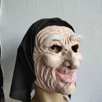 Masque de vieille dame chinoise pour Halloween, masque d'horreur Meng Po avec couvre-chef, couvre-chef de mascarade, fête d'Halloween