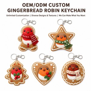 <span class=keywords><strong>Porte</strong></span>-clés en peluche Robin en pain d'épices personnalisé OEM ODM, cadeau promotionnel de Noël, jouet doux saisonnier avec logo, commande en gros, service personnalisé - Product Image 2