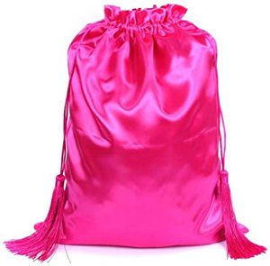 ถุงผ้าไหมพิมพ์โลโก้ตามสั่ง ถุงผ้าซาตินสีชมพูสำหรับใส่วิก - Product Image 2