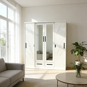 Armario de Almacenamiento de Acero y Hierro Personalizado de Alta Calidad, con Espejo, Armario Metálico de 2 Puertas para Dormitorio, Muebles para el Hogar - Product Image 2