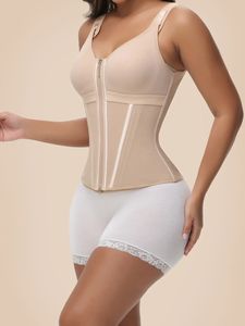 LANGQIN Femmes Sexy Sans Manches Bustier Top Shapewear Corsets Solid Color Straps Zippers Waist Cinchers Bodysuit Tops Slimming - Product Image 3