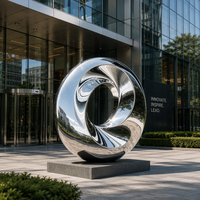 Sculpture Moderne Grande Abstraite en Acier Inoxydable Poli Effet Miroir, Anneau de Möbius Circulaire, Statue d'Art Métallique pour Décoration de Jardin et de Place Publique