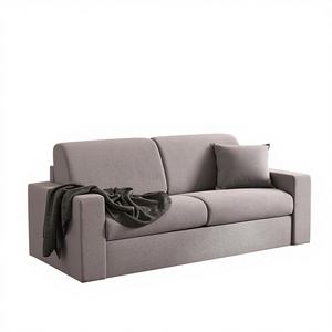 Sofá Cama Convertible de 3 Plazas Marseille, Diseño Minimalista, Gris Claro, 140X190XH18, Reposabrazos Plegables y Extensibles, para Sala de Estar - Product Image 1