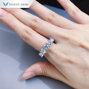 Tianyu joyería fina personalizada 14K 18K oro blanco sólido Partido anillo de bodas para mujeres con moissanita incolora - Product Image 6