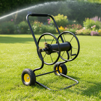 Nouveau design, vente en gros, dévidoir de tuyau mural réglable en acier à 2 roues avec raccord en laiton, norme ANSI, pour l'irrigation et les voitures