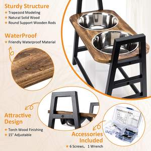 Jh-mech <span class=keywords><strong>3</strong></span> ketinggian <span class=keywords><strong>3</strong></span>,9 inci 8 inci 12,8 inci berdiri mangkuk anjing naik dapat dilepas dapat disesuaikan mangkuk makanan anjing berdiri - Product Image 6