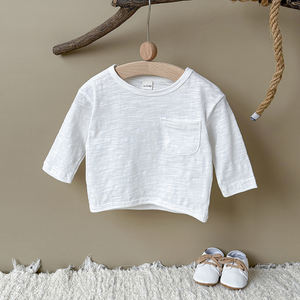 Çocuk rahat uzun kollu bambu pamuk T-Shirt erkek kız rahat bebek üst için bahar sonbahar ince tasarım giyim - Product Image 4