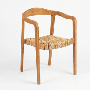 Chaise de salle à manger en bois avec siège tressé, fauteuil moderne pour restaurant, hôtel, salle à manger, café - Product Image 1