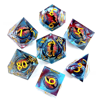 Ensemble de dés polyédriques à angle droit en résine gravée de luxe pour D&D (Dungeons & Dragons), 1 pièce, pour adultes