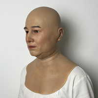 Masque de tête entière en silicone réaliste d'homme asiatique, cheveux naturels, doux et élastique, pour cosplay, fête, performance scénique, travestissement, Halloween