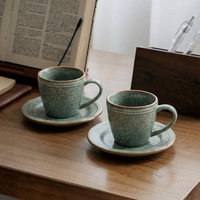 Ensemble de tasses à café en céramique à effet glaçure changeante, mugs vintage pour le bureau, tasses à eau, tasses à petit-déjeuner, design élégant, compatibles lave-vaisselle et micro-ondes
