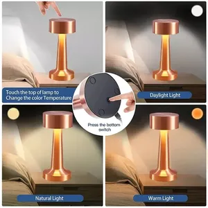 1200mAh Metal Rechargeable <b>Touch</b> Point LED Modern Cordless Bedside Decor Table <b>Lamp</b> 60 Lumens Restaurant Bar Desktop Mood - Product Image 4