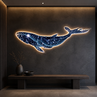 Art mural LED en cristal de baleine bleue lumineuse, panneau panoramique d'animaux marins pour la chambre d'enfant, le salon, l'hôtel, décoration moderne