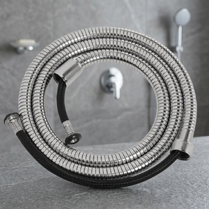 Tuyau de douche spiralé Mucit Home en acier tressé, raccord 1/2, avec écrou - pivotant à 360° - anti-torsion - haute qualité - 150 cm - Product Image 3