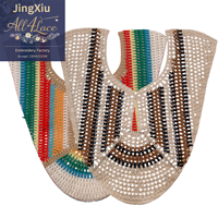 Empeigne de chaussure vintage multicolore ajourée au crochet, patch en dentelle ethnique tissé à la main pour sandales et mules style bohème, fourniture d'usine