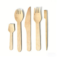 Ensemble de couverts jetables en bois naturel, vaisselle compostable pour les mariages et la restauration zéro déchet
