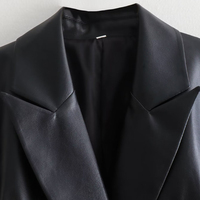 SHENZHU Veste en similicuir croisée pour femme, nouvelle collection Printemps/Automne 2026, style vintage, manches longues, décontractée