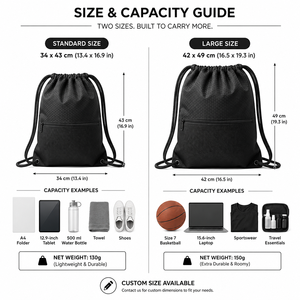 Zaino Personalizzato in Poliestere 600D con Coulisse e Tasca con Cerniera per Attrezzatura Sportiva Scolastica ed Eventi <span class=keywords><strong>di</strong></span> Squadra - Product Image 5