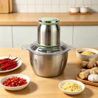 Hachoir Électrique Multifonctionnel de Cuisine avec Bol en Acier Inoxydable, 2 Vitesses, pour Viande, Légumes, Noix, Ail et Purée