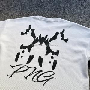 High Quality Dtg Print Graphic <b>Thermal</b> Waffle <b>Long</b> Sleeved Shirtv Men Custom Heavyweight Oversize <b>White</b> Waffle Knit <b>Long</b> <b>Sleeve</b> - Product Image 2