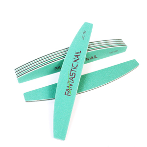 Custom Logo Green Emery Board Nail File 100/180 Strong Half Moon Nail Files for Manicure
