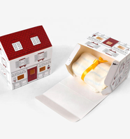 Boîte cadeau créative en forme de maison en matériaux recyclés avec illustration de dessin animé pour l'emballage de bougies, serviettes, bonbons et collations