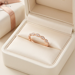Bague empilable en or rose 18 carats avec diamant naturel véritable, design exclusif, vente en gros de bijoux fins de Hong Kong, cadeau pour filles. - Product Image 6