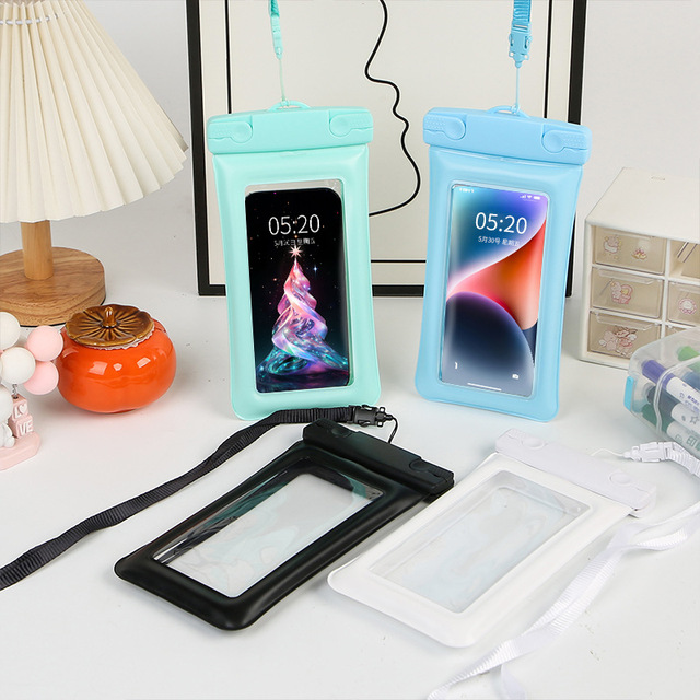 Rubber Eco-friendly Transparent Waterproof Dry Bag for Mobile Phone IPX8 Swimming 7.2 Inches with Lanyard for Phone case