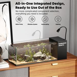 Hoogwaardig 220V modern design ultra wit transparant glazen rechthoekig bureau aquarium viskom milieuvriendelijk zijfilter 10W - Product Image 4
