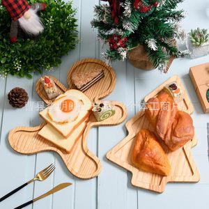Bandeja de Madera Navideña para Servir, con Forma de Árbol de Jengibre, Plato para Pan y Aperitivos, Uso Doméstico - Product Image 2