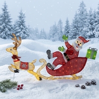 Bonhomme de neige de Noël en tissu LED pliable, étanche IP44, en fer, fait main, pour figurines, éclairage intérieur/extérieur de jardin
