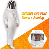 Tenue d'apiculture ventilée à 3 couches Coton 2-Voile non inflammable Maille ronde et escrime Costume d'abeille
