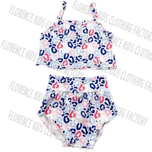 DH ODM Formal 4th Of July Summer Bamboo Tanks Crop Top Bummies Infant Toddler Outfit Baby Girls Clothing Sets