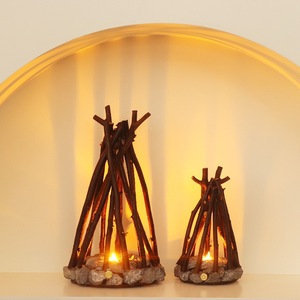 Creative Night <b>Light</b> Simple Retro Decorative Handcrafted <b>Branch</b> Shaped LED Burning Campfire 3D Desktop Ornament for Homestay - Product Image 1