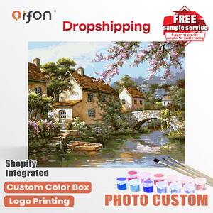 Kits <span class=keywords><strong>de</strong></span> peinture par numéros DIY Orfon Factory Dropshipping - Kit <span class=keywords><strong>de</strong></span> peinture <span class=keywords><strong>à</strong></span> l'huile sur toile DIY Thème Ville <span class=keywords><strong>de</strong></span> printemps sur la rivière Décoration artistique pour la maison - Product Image 1