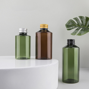 50ml 100ml 150ml 200ml 500ml dốc Vai hổ phách màu xanh lá cây Pet nhựa Toner chai với nắp nhôm - Product Image 1