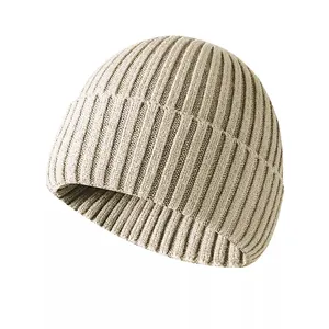 Hochwertige Plain Winter Beanie Hats Kunden spezifisch gesticktes Logo Slouchy gestrickt 100% Acryl Beanie Winter Hats für Männer Frauen