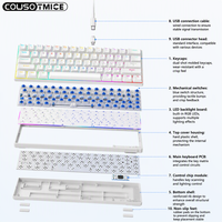 Clavier de jeu mécanique filaire 60% 61 touches rétroéclairé par LED, clavier compact USB Type C pour PC portable