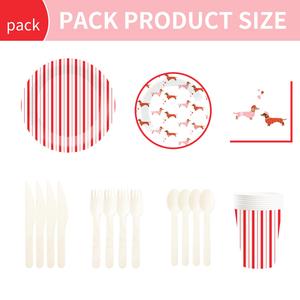 DAMAI Red and White Dachshund Weiner Dog Tableware Set Disposable Paper <b>Plates</b> Red Striped Party <b>Plates</b> Napkins for Baby <b>Shower</b> - Product Image 2