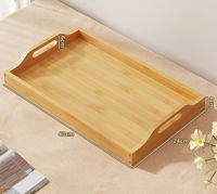 Plateau de Service en Bambou Naturel Durable avec Poignées, Vaisselle Jetable pour Service Alimentaire et Décoration Intérieure pour Fêtes