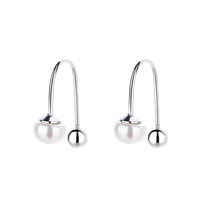 Boucles d'oreilles en forme de U avec perles, argent sterling 925, fermoir à vis minimaliste français