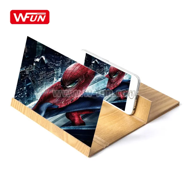 12 дюймов 3D экран HD видео усилитель стереоскопический усиления настольная деревянная мобильного увеличительное стекло для мобильного телефона