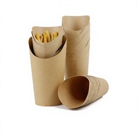 Gobelets à collation en papier kraft brun personnalisables avec logo pour restauration rapide – Durables et réutilisables pour frites et chips