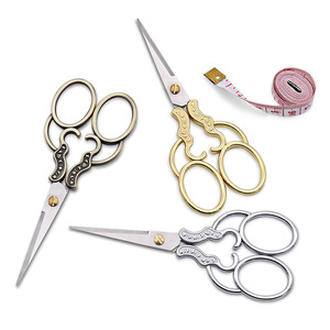 Embroidery Scissors Stainless Steel Straight Head Bronze Gold Silver Home Craft DIY Paper Cutting Shears - Product Image 1