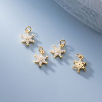 Pendentif fleur étoile en zirconium plaqué or S925 avec boucle pour collier, bracelet et boucles d'oreilles pour la fabrication de bijoux.