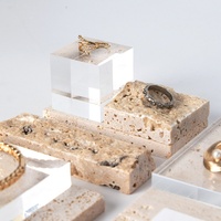 Présentoir en acrylique beige pour bijoux et boucles d'oreilles, plateau de présentation, étuis et présentoirs, base de prise de vue de bureau