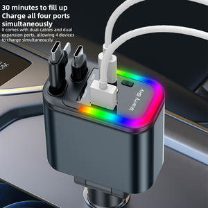Nuevo Cargador <span class=keywords><strong>de</strong></span> Coche Retráctil Starlight con LED, Cargador <span class=keywords><strong>de</strong></span> Coche <span class=keywords><strong>de</strong></span> Carga Rápida Dual PD 120W USB C <span class=keywords><strong>para</strong></span> <span class=keywords><strong>iPhone</strong></span>/Tablet Android - Product Image 5