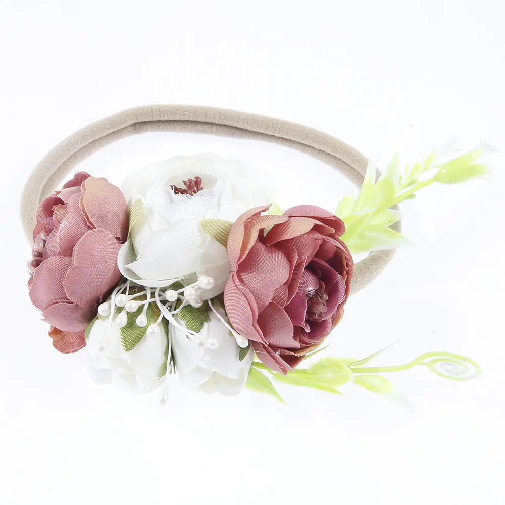 Trẻ Em Ngọt Ngào Nhân Tạo Hoa Vòng Hoa Tóc Ban Nhạc Bé Cô Gái Đàn Hồi Rose Flower Nylon Headbands