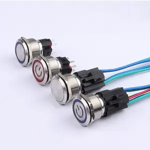 IP67 Latching Self Lock Push Button Switch Momentary Metal High Current Power Waterproof 22mm 15A Red Green LED 12V 110V 220V